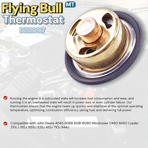 Flying Bull Thermostat DZ120917 DZ100555 RE522076 متوافق مع محرك John Deere 4045 6068 6081 6090 Windrower D450 R450 Loader 210LJ 310J 315SJ 325J 410J 710J 844J. in Kuwait