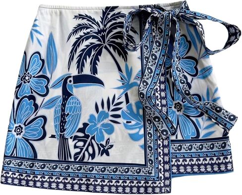 Floerns Women's Tropical Summer Mini Skirt Wrap Tie Side Beach Vacation Short Skirt in Saudi Arabia