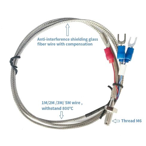 M6 Thread PT100 Thermocouple PT100 Temperature Sensor 0-800℃ Two Layers Terminals with 5M Anti-Interference Shielding Wire in Kuwait