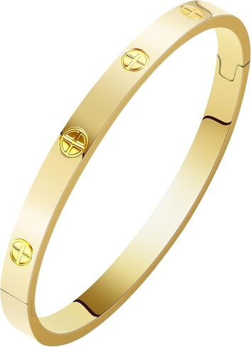 YCSLYW Women's Stainless Steel Bracelet Jewelry Crystal Bracelet With Cube Zircon Hinge Jewelry oval Bangle Witness the Gift of Love in Kuwait