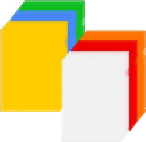 ViVin 6 Pack Plastic Clear Document Folders, L-Type Plastic 8.5x11 File Sleeves for Document Protection, Transparent Reusable A4 Project Pockets for School, Office, Home(6 Assorted Colors) in Saudi Arabia