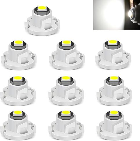 10 PCS T4.2 LED Bulbs, 3030 Chip Climate Control Bulbs, 0.39" x 0.27" Super Bright Wedge Dash Indicator Light, Fit for Most Cars (White) in Kuwait