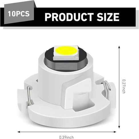 10 PCS T4.2 LED Bulbs, 3030 Chip Climate Control Bulbs, 0.39" x 0.27" Super Bright Wedge Dash Indicator Light, Fit for Most Cars (White) in Kuwait