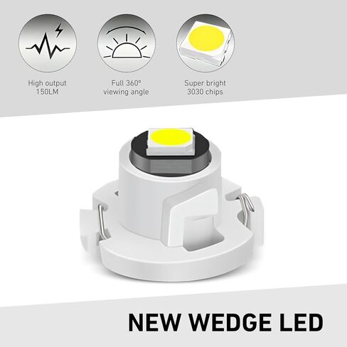 10 PCS T4.2 LED Bulbs, 3030 Chip Climate Control Bulbs, 0.39" x 0.27" Super Bright Wedge Dash Indicator Light, Fit for Most Cars (White) in Kuwait