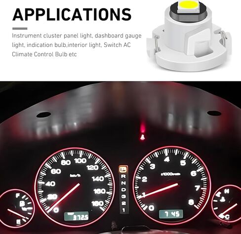 10 PCS T4.2 LED Bulbs, 3030 Chip Climate Control Bulbs, 0.39" x 0.27" Super Bright Wedge Dash Indicator Light, Fit for Most Cars (White) in Kuwait