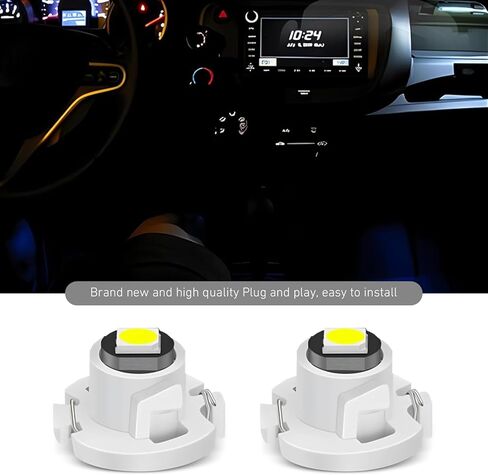 10 PCS T4.2 LED Bulbs, 3030 Chip Climate Control Bulbs, 0.39" x 0.27" Super Bright Wedge Dash Indicator Light, Fit for Most Cars (White) in Kuwait