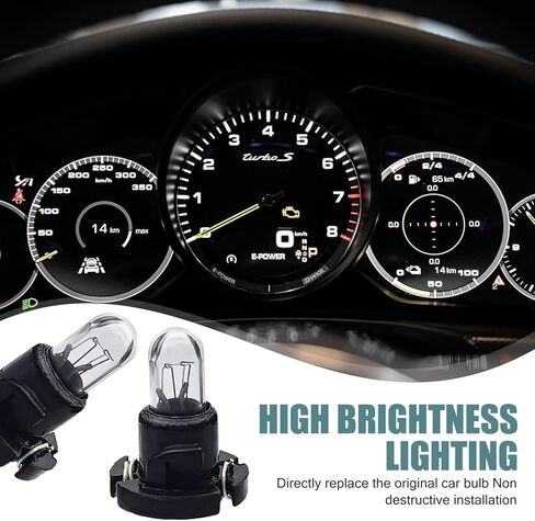 T4 Dashboard Light Bulbs, 14V 1.12W High Brightness Air Conditioning Indicator Light, Plug-and-Play Earthquake-Resistant Quartz Glass Halogen Lamp, Universal for Most Cars (White #DB1601) in Kuwait