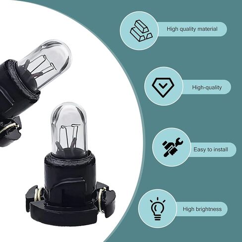 T4 Dashboard Light Bulbs, 14V 1.12W High Brightness Air Conditioning Indicator Light, Plug-and-Play Earthquake-Resistant Quartz Glass Halogen Lamp, Universal for Most Cars (White #DB1601) in Kuwait