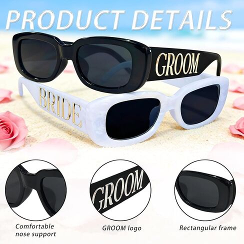 طقم نظارات شمسية للعروس والعريس مكون من قطعتين، نظارات زفاف رخامية للخطوبة والعزوبية هدية لحفلات الزفاف in Kuwait