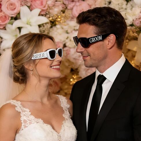 طقم نظارات شمسية للعروس والعريس مكون من قطعتين، نظارات زفاف رخامية للخطوبة والعزوبية هدية لحفلات الزفاف in Kuwait