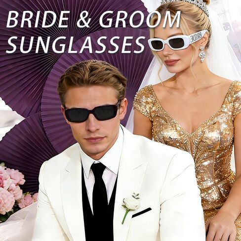طقم نظارات شمسية للعروس والعريس مكون من قطعتين، نظارات زفاف رخامية للخطوبة والعزوبية هدية لحفلات الزفاف in Kuwait