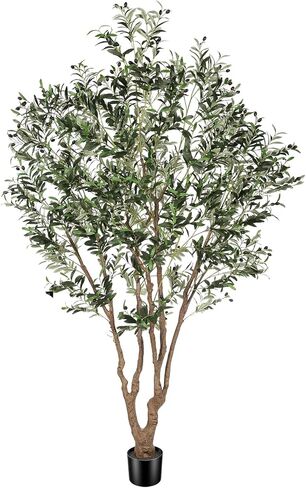 شجرة زيتون صناعية بطول 8 أقدام - أشجار زيتون صناعية كبيرة في الداخل مع جذع نابض بالحياة وأوراق واقعية - شجرة زيتون وهمية بتصميم كامل وكبير لديكور المنزل والمكتب الحديث in Kuwait