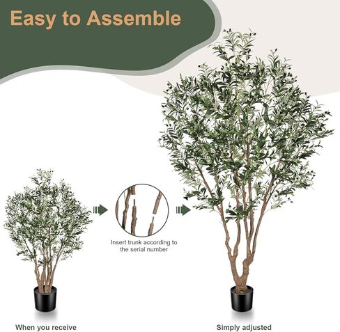 شجرة زيتون صناعية بطول 8 أقدام - أشجار زيتون صناعية كبيرة في الداخل مع جذع نابض بالحياة وأوراق واقعية - شجرة زيتون وهمية بتصميم كامل وكبير لديكور المنزل والمكتب الحديث in Kuwait
