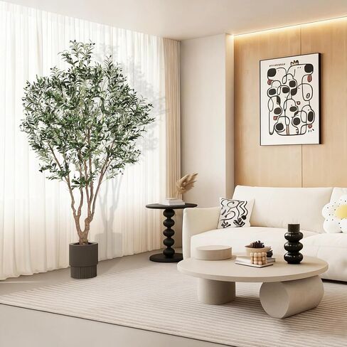 شجرة زيتون صناعية بطول 8 أقدام - أشجار زيتون صناعية كبيرة في الداخل مع جذع نابض بالحياة وأوراق واقعية - شجرة زيتون وهمية بتصميم كامل وكبير لديكور المنزل والمكتب الحديث in Kuwait