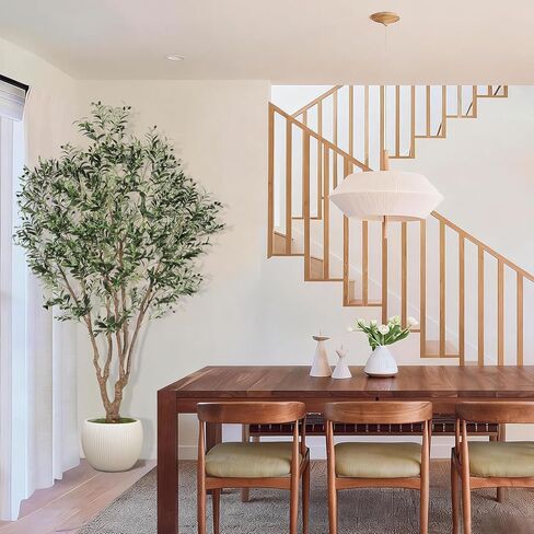 شجرة زيتون صناعية بطول 8 أقدام - أشجار زيتون صناعية كبيرة في الداخل مع جذع نابض بالحياة وأوراق واقعية - شجرة زيتون وهمية بتصميم كامل وكبير لديكور المنزل والمكتب الحديث in Kuwait