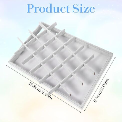 2PC Gray Ice Velvet Stackable Jewelry Display Tray Organizer with Removable Dividers, Multi-Compartment Storage Box for Earrings Necklaces Bracelets Rings Showcase - 13.8x9.5x1.2inch in Saudi Arabia