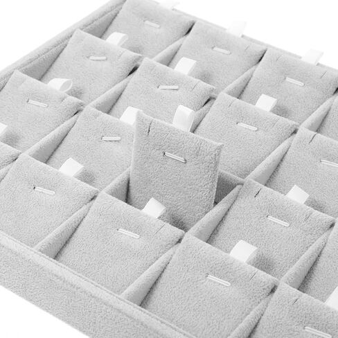 2PC Gray Ice Velvet Stackable Jewelry Display Tray Organizer with Removable Dividers, Multi-Compartment Storage Box for Earrings Necklaces Bracelets Rings Showcase - 13.8x9.5x1.2inch in Saudi Arabia