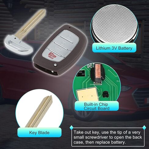 X AUTOHAUX CQOFD00120 434 MHz Replacement Keyless Entry Remote Smart Key Fob for Hyundai Elantra 2017 2018 No.95440-F2000/95440-F3000 4 Buttons in Saudi Arabia