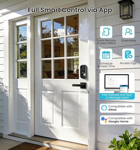 Veise VE07-L أقفال ذكية للتحكم في بصمة الإصبع مع مقابض من سبائك الزنك شديدة التحمل، دخول بدون مفتاح للباب الأمامي، شاشة لمس إلكترونية رقمية، قفل تلقائي، مقاوم للماء، سهل التركيب، أسود غير لامع in Kuwait