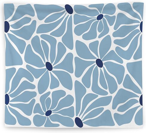 WNAGT Boho Abstract Blue Floral Tapestry Wall Hanging, Minimalist Mid Century Modern Boho Flower Botanical Wall Blanket Decor for Home Living Room Girls Bedroom Dorm, 50x60 Inch in Kuwait