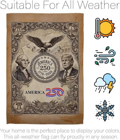 America 250 Flag Founders Tribute Independence Day Wall Tapestry House Banner Official Licensed Merchandise Canvas Prints Yard Sign Textile Woven Fabric Poster USA 250th Anniversary Decoration Gift in Kuwait