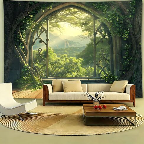 KKYEJLQYI Magic Treehouse Forest Tapestry 79 x 59 Inches - Polyester Wall Hanging - for Bedroom Dorm Living Room Decor(Enchanted Forest Arch) in Saudi Arabia
