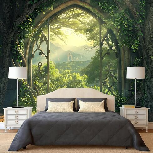 KKYEJLQYI Magic Treehouse Forest Tapestry 79 x 59 Inches - Polyester Wall Hanging - for Bedroom Dorm Living Room Decor(Enchanted Forest Arch) in Saudi Arabia