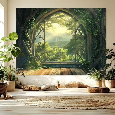 KKYEJLQYI Magic Treehouse Forest Tapestry 79 x 59 Inches - Polyester Wall Hanging - for Bedroom Dorm Living Room Decor(Enchanted Forest Arch) in Saudi Arabia