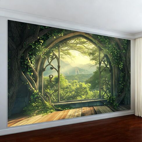 KKYEJLQYI Magic Treehouse Forest Tapestry 79 x 59 Inches - Polyester Wall Hanging - for Bedroom Dorm Living Room Decor(Enchanted Forest Arch) in Saudi Arabia