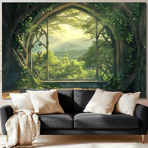 KKYEJLQYI Magic Treehouse Forest Tapestry 79 x 59 Inches - Polyester Wall Hanging - for Bedroom Dorm Living Room Decor(Enchanted Forest Arch) in Saudi Arabia