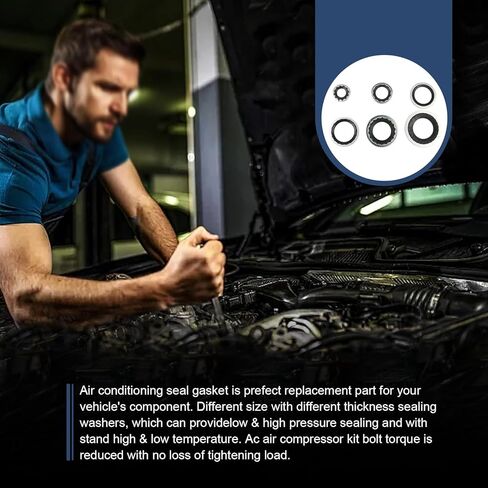 45 قطعة مجموعة حشية مكيف الهواء للسيارة، 6 أحجام طقم حشية إغلاق منفذ ضاغط مكيف الهواء، مجموعة سدادات حلقية للتيار المتردد التلقائي متعددة الاستخدامات مانعة للتسرب، غسالة منفذ نظام تكييف عالمي لمعظم السيارات (أسود) in Kuwait