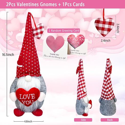 Valentines Day Gnome Decor - 2Pcs Valentine Gnomes Plush Home Table Decorations, Mr & Mrs. Sweet Swedish Gnome Valentine's Day Gifts in Saudi Arabia