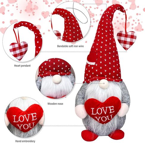Valentines Day Gnome Decor - 2Pcs Valentine Gnomes Plush Home Table Decorations, Mr & Mrs. Sweet Swedish Gnome Valentine's Day Gifts in Saudi Arabia