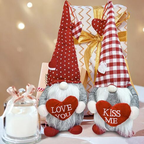 Valentines Day Gnome Decor - 2Pcs Valentine Gnomes Plush Home Table Decorations, Mr & Mrs. Sweet Swedish Gnome Valentine's Day Gifts in Saudi Arabia