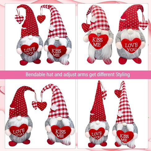 Valentines Day Gnome Decor - 2Pcs Valentine Gnomes Plush Home Table Decorations, Mr & Mrs. Sweet Swedish Gnome Valentine's Day Gifts in Saudi Arabia