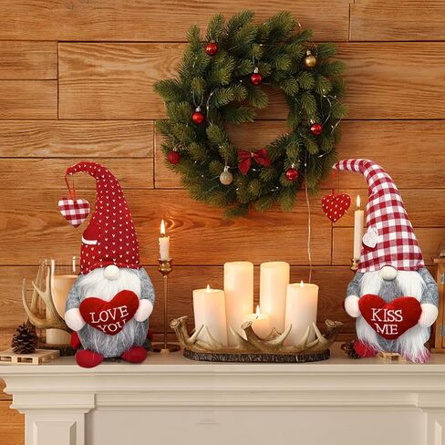 Valentines Day Gnome Decor - 2Pcs Valentine Gnomes Plush Home Table Decorations, Mr & Mrs. Sweet Swedish Gnome Valentine's Day Gifts in Saudi Arabia