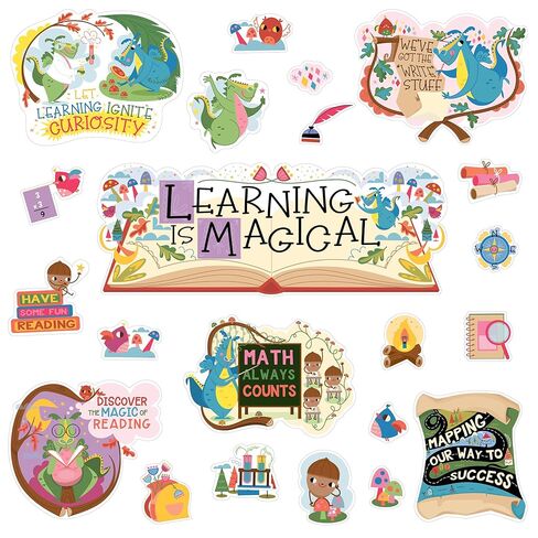 Carson Dellosa Learning is Magical 26-Piece Bundle Bulletin Board Set, Colorful Cardstock Motivational Signs, Fairy Tale Forest Theme Decorations for Homeschool and Classroom Decor in Saudi Arabia