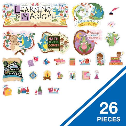 Carson Dellosa Learning is Magical 26-Piece Bundle Bulletin Board Set, Colorful Cardstock Motivational Signs, Fairy Tale Forest Theme Decorations for Homeschool and Classroom Decor in Saudi Arabia