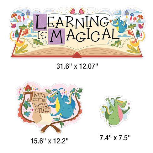 Carson Dellosa Learning is Magical 26-Piece Bundle Bulletin Board Set, Colorful Cardstock Motivational Signs, Fairy Tale Forest Theme Decorations for Homeschool and Classroom Decor in Saudi Arabia