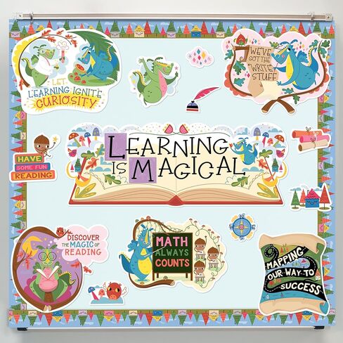Carson Dellosa Learning is Magical 26-Piece Bundle Bulletin Board Set, Colorful Cardstock Motivational Signs, Fairy Tale Forest Theme Decorations for Homeschool and Classroom Decor in Saudi Arabia