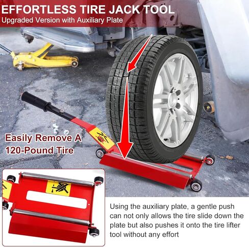 أداة رافعة الإطارات المحمولة من وايونا مع لوحة دوارة، أداة رفع الإطارات مع مقبض قابل للإزالة للسيارات وسيارات الدفع الرباعي والشاحنات على الطرق الوعرة، أداة رافعة رفع الإطارات بدون جهد لإزالة الإطارات وتحديد موضعها in Kuwait