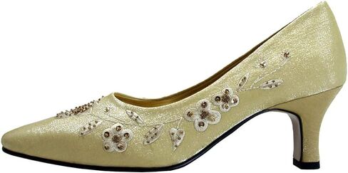 Floral Fern Women's Wide Width Dress Slip-On Satin Pumps in Saudi Arabia
