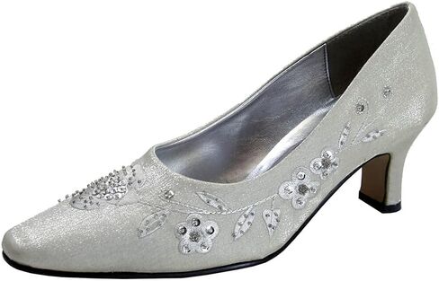 Floral Fern Women's Wide Width Dress Slip-On Satin Pumps in Saudi Arabia
