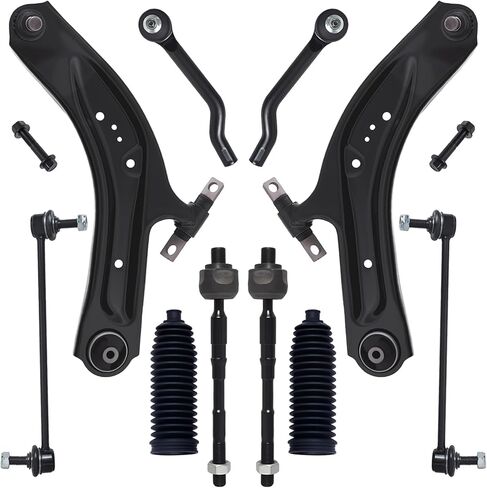 KEYOOG 10Pc Front Lower Control Arm Kit w/Ball Joint Fit For 2014-2020 Ni-ssan Rogue, 17-22 Rogue Sport (Qashqai), Outer Inner Tie Rod End, Sway Bar Link, Boots (OE# K623110 K750783 EV801396 ES801220) in Saudi Arabia