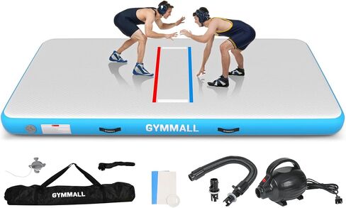 حصيرة المصارعة قابلة للنفخ 10'x5'، قابلة للطي بسمك 4 بوصات جيو جيتسو للمنزل في الهواء الطلق، حصيرة PVC مقاومة للماء لليوجا المائية، الجمباز، BJJ، MMA، الفنون القتالية، التصارع، الجودو، الملاكمة - أزرق in Kuwait