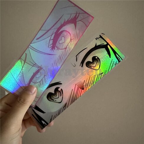 Horayten Japanese Anime Girl Peeker Car Stickers Peeping Love Eyes Motor Racing Auto Truck Body Window Decals Waterproof Laser 2PCS in Kuwait