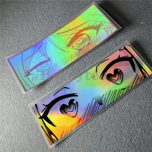 Horayten Japanese Anime Girl Peeker Car Stickers Peeping Love Eyes Motor Racing Auto Truck Body Window Decals Waterproof Laser 2PCS in Kuwait