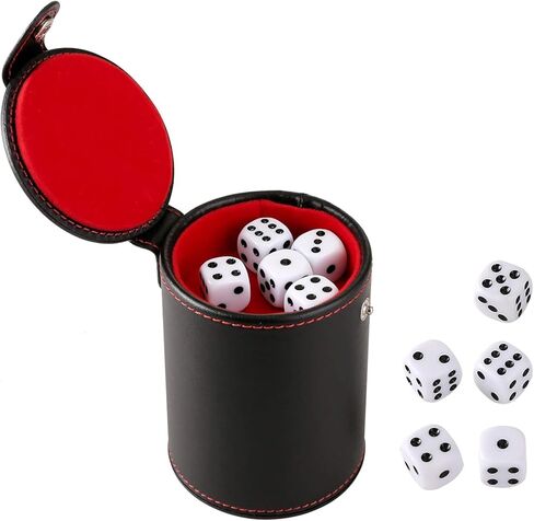 GWHOLE Dice Cup Leather Dice Games Shaker with Lid Bar Liar Dice Rolling Set Cup Storage Box Tray for Yahtzee Farkle Backgammon Bar Birthday Party Craps Games in Saudi Arabia