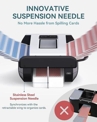 ماكينة خلط البطاقات الأوتوماتيكية - وضع تلقائي ويدوي بضغطة واحدة، آلة خلط كهربائية لطابقين أو طابقين، ضوضاء منخفضة، آلة خلط البطاقات القابلة لإعادة الشحن والمحمولة للبوكر، أونو، بلاك جاك، سكيب بو، المرحلة 10 in Kuwait