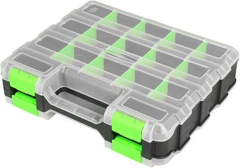 Tool Box with Transparent Lid, Single Side 17-Compartments Organizer Box with Removable Dividers for Hardware, Screws, Bolts, Nails, Beads, Jewelry and Fishing Accessories, Orange, 2 Pack in Saudi Arabia